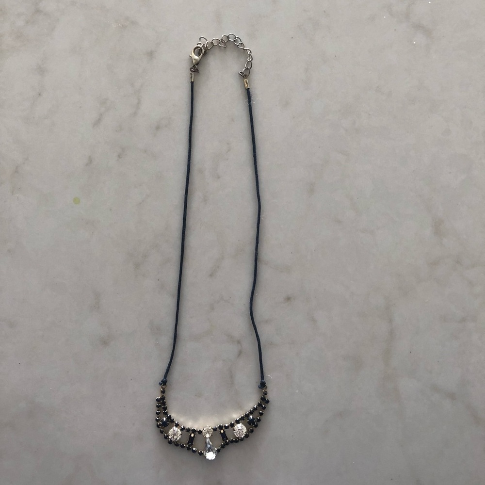 Geranium Navy Jeweled Necklace